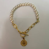 925 Silver Baroque Pearl Charm Bracelet for Women
