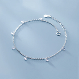 925 Silver Zircon Cuban Link Anklet for Women