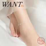 925 Silver Zircon Cuban Link Anklet for Women