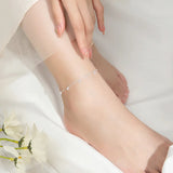925 Silver Zircon Cuban Link Anklet for Women
