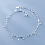 925 Silver Zircon Cuban Link Anklet for Women
