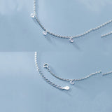 925 Silver Zircon Cuban Link Anklet for Women