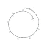 925 Silver Zircon Cuban Link Anklet for Women
