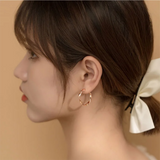 925 Silver Punk Hip Hop Ear Buckle Exaggerated Earrings