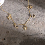 925 Silver Moon Star Pendant Necklace for Women