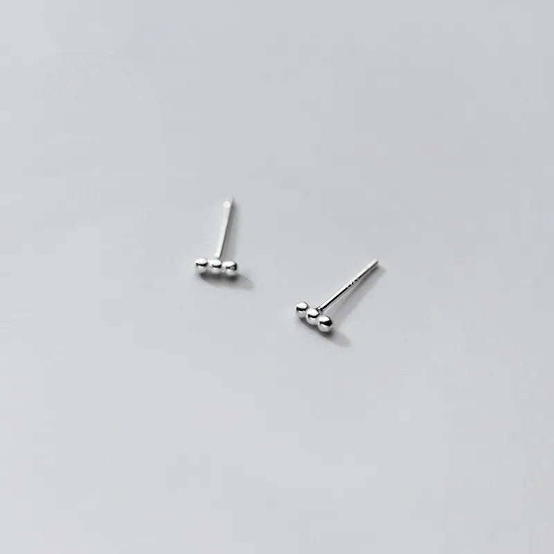 925 Silver Minimal Bead Mini Stud Earrings for Women Elegant Jewelry Gift