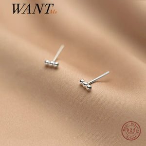 925 Silver Minimal Bead Mini Stud Earrings for Women Elegant Jewelry Gift