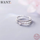 925 Silver CZ Double Flower Rings for Women Wedding Party