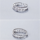 925 Silver CZ Double Flower Rings for Women Wedding Party