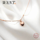 925 Silver Heart Pendant Chain Necklace for Women Party Jewelry