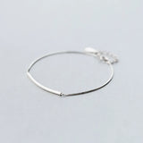 925 Silver Minimalist Curved Line Charm Bracelet Bangle for Women