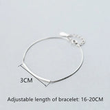 925 Silver Minimalist Curved Line Charm Bracelet Bangle for Women