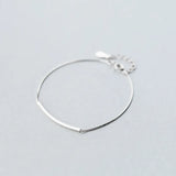 925 Silver Minimalist Curved Line Charm Bracelet Bangle for Women