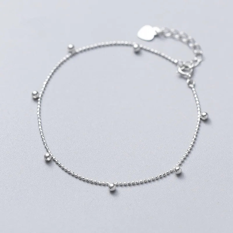 925 Silver Bead Chain Charm Bracelet For Women Office Career