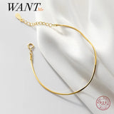 925 Silver Minimalist Snake Bone Charm Bracelet for Women