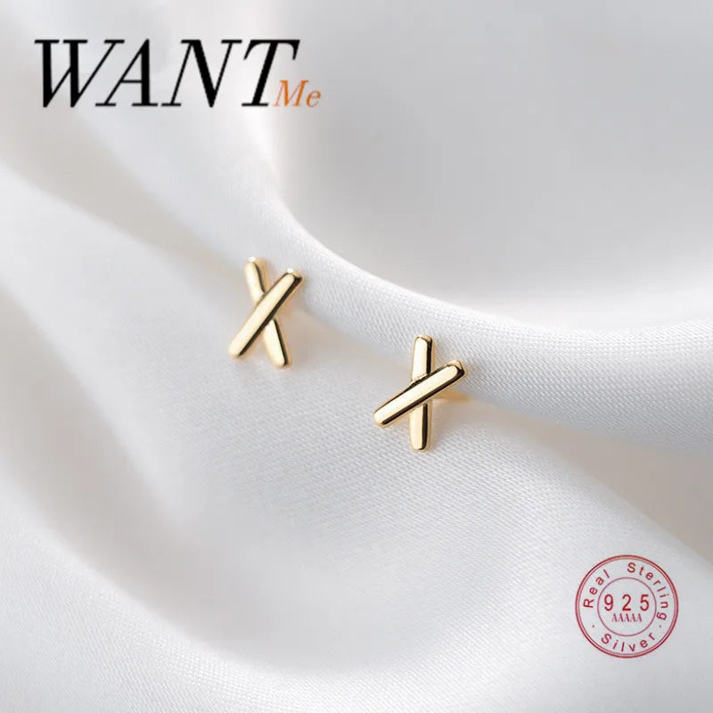 925 Silver Mini Cross Stud Earrings, Girl Birthday Gift, Women Jewelry