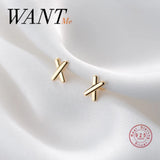 925 Silver Mini Cross Stud Earrings, Girl Birthday Gift, Women Jewelry