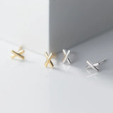 925 Silver Mini Cross Stud Earrings, Girl Birthday Gift, Women Jewelry
