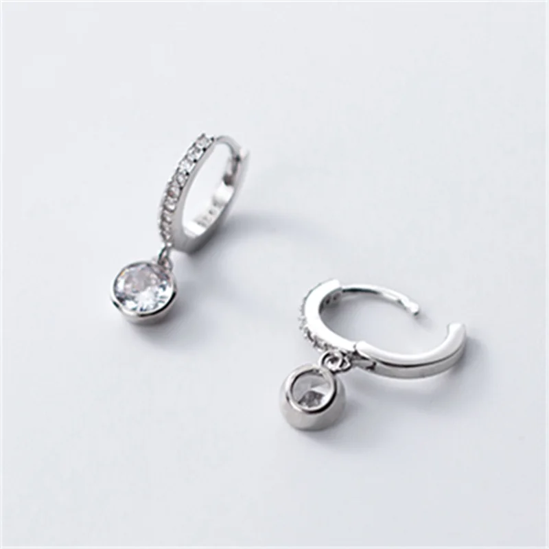925 Silver Pave Zircon Tassel Ear Buckle Women Earrings