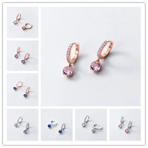 925 Silver Pave Zircon Tassel Ear Buckle Women Earrings