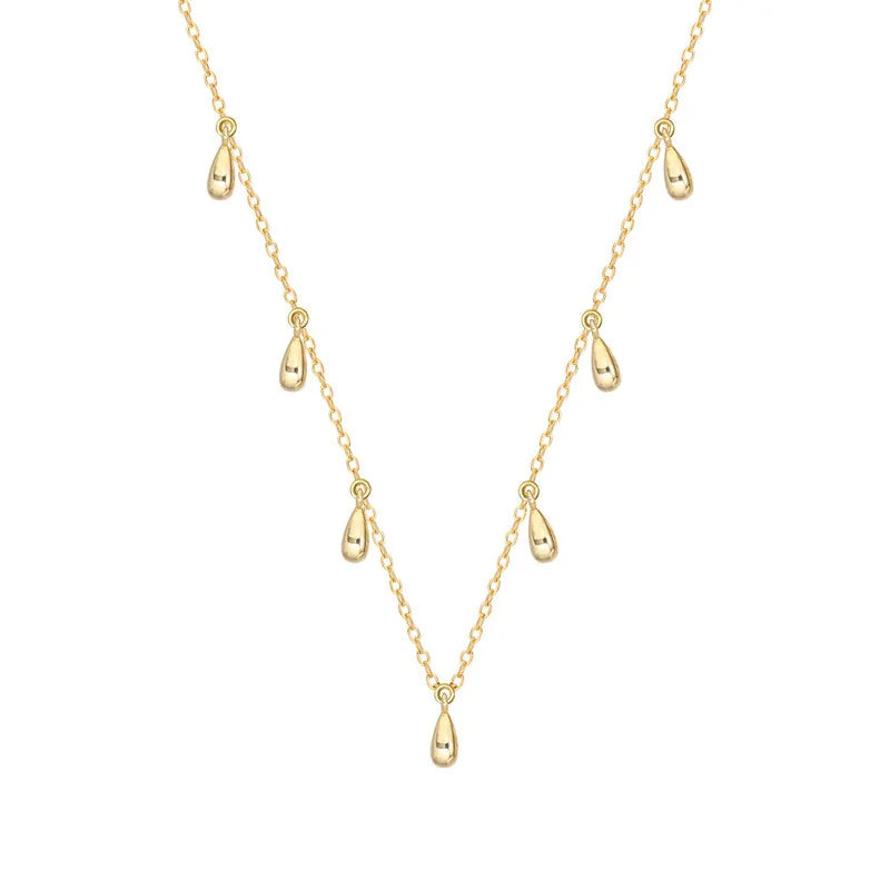 925 Silver Water Drop Chain Choker Necklace Minimalist Celi Jewelry