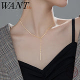 925 Silver V-shaped Long Chain Necklace for Women