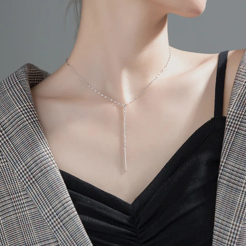 925 Silver V-shaped Long Chain Necklace for Women