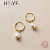 925 Silver Freshwater Baroque Pearl Earrings for Women