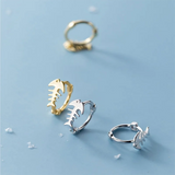 925 Silver Ocean Fish Bone Hoop Earrings for Women