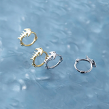 925 Silver Ocean Fish Bone Hoop Earrings for Women
