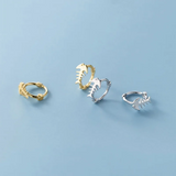 925 Silver Ocean Fish Bone Hoop Earrings for Women