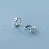 925 Silver Ocean Fish Bone Hoop Earrings for Women