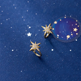 925 Silver Zircon Ray Star Ear Clip Earring - Women Piercing Ear Cuff