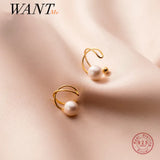 925 Silver Pearl No Piercing Ear Clip On Earrings for Women