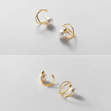 925 Silver Pearl No Piercing Ear Clip On Earrings for Women