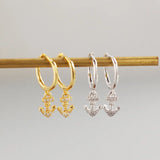 925 Silver Anchor Tassel Stud Earrings for Women Boho Hoop Jewelry Gift