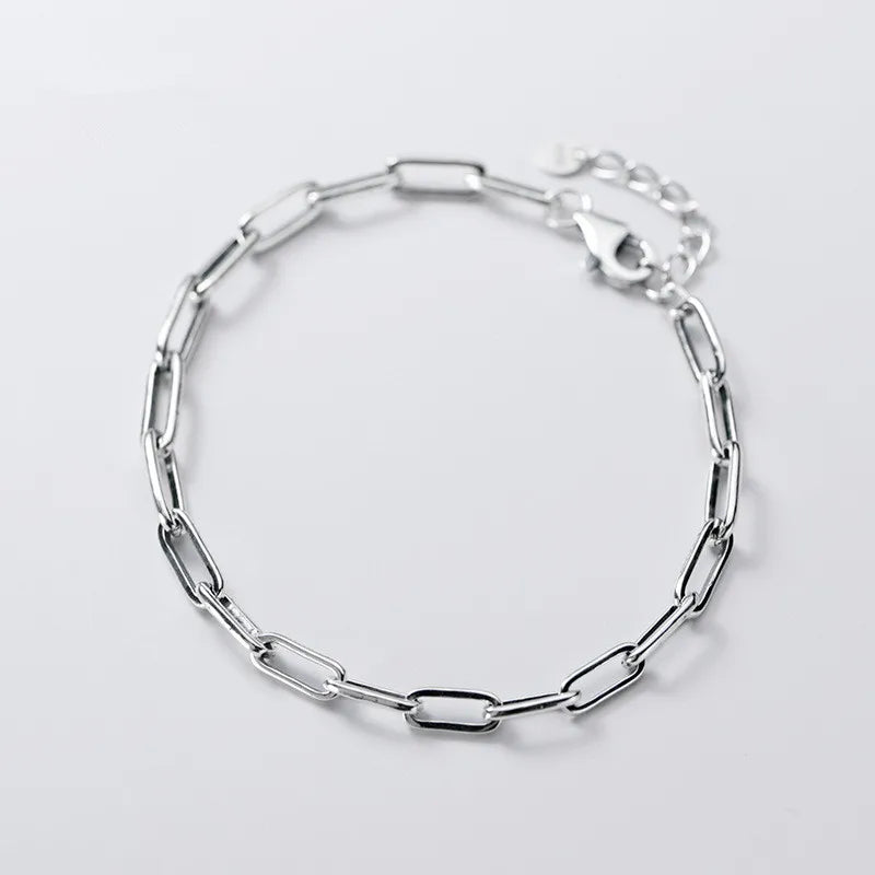925 Silver Punk Cuban Link Chain Bracelet Hip Hop Jewelry