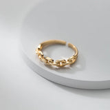 925 Silver Punk Hollow Cuban Link Chain Open Finger Ring Women Party Jewelry