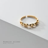 925 Silver Punk Hollow Cuban Link Chain Open Finger Ring Women Party Jewelry
