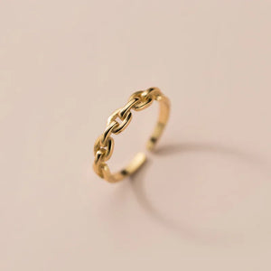 925 Silver Punk Hollow Cuban Link Chain Open Finger Ring Women Party Jewelry