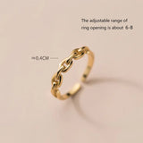 925 Silver Punk Hollow Cuban Link Chain Open Finger Ring Women Party Jewelry