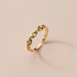 925 Silver Punk Hollow Cuban Link Chain Open Finger Ring Women Party Jewelry