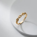 925 Silver Punk Hollow Cuban Link Chain Open Finger Ring Women Party Jewelry