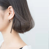 925 Silver Geometric Hexagon Hoop Earrings for Women Party