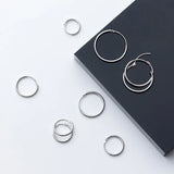 925 Silver Geometric Hexagon Hoop Earrings for Women Party