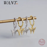 925 Silver Butterfly Earrings with Zircon