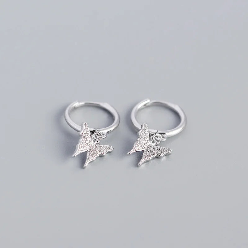 925 Silver Butterfly Earrings with Zircon
