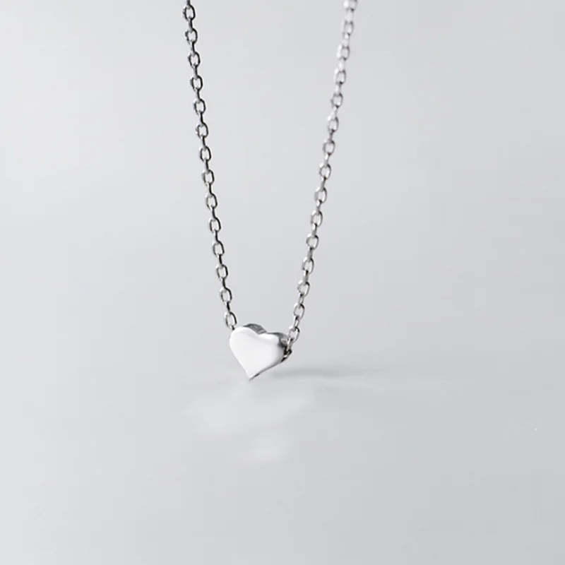 925 Silver Heart Link Pendant Necklace for Women Wedding Jewelry