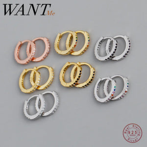 925 Silver Zircon Stud Earrings 9MM Women's Minimalist Party Jewelry