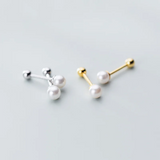 925 Silver Round Pearl Bead Stud Earrings for Women Teen Birthday Gift